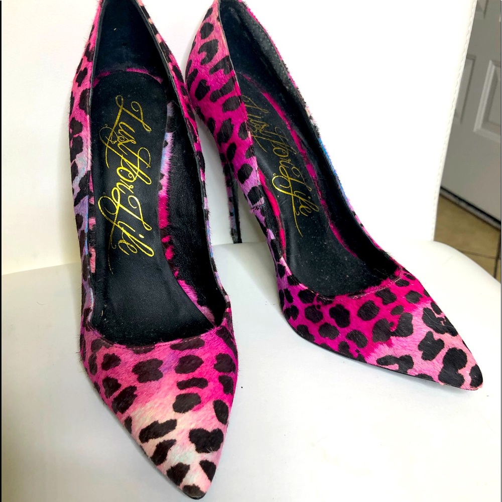 Pink and purple leopard stiletto